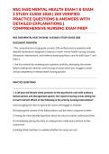 NSG 3450 MENTAL HEALTH EXAM 1 & EXAM 2 STUDY GUIDE 2026 &vert; 200 VERIFIED PRACTICE QUESTIONS & ANSWERS WITH DETAILED EXPLANATIONS &vert; COMPREHENSIVE NURSING EXAM PREP