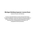 Michigan Building Inspector License Exam&NewLine;Questions & Answers with Rationales&vert; Latest Update&NewLine;