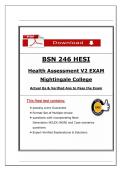 BSN 246 HESI Health Assessment V2 Exam &vert; Actual Exam Questions and Correct Answers Plus Expert Rationales &lpar;100&percnt; Verified&rpar; &vert; Already Graded A&plus; &lpar;Nightigale College&rpar; &vert; MOST RECENT&excl;&excl;&excl;   