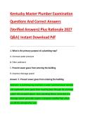 Kentucky Master Plumber Examination &NewLine;Questions And Correct Answers &NewLine;&lpar;Verified Answers&rpar; Plus Rationale 2027 &NewLine;Q&A&vert; Instant Download Pdf