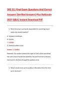 SHS 311 Final Exam Questions And Correct &NewLine;Answers &lpar;Verified Answers&rpar; Plus Rationale &NewLine;2027 Q&A&vert; Instant Download Pdf