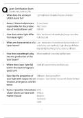 Laser Certification Exam 2025 &sol; Score 100&percnt; &sol; New Version &sol; Laser Technician Study Guide & Test Bank Prep&NewLine;&NewLine;