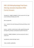 NSG 120 Pathophysiology Final Exam &lpar;Herzing- kenosha&rpar; Questions With Correct Answers