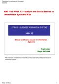 ENT 101 Week 12 - Ethical and Social Issues in Information Systems W24 100 &percnt; correct & verified 2026 update