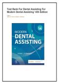 Full Test Bank Modern Dental Assisting&comma; 14th Edition&comma; Robinson &vert;  All Chapters Covered &vert; Newest Edition 2026