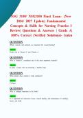 NSG 3100&sol; NSG3100 Final Exam&ndash; &lpar;New 2026&sol; 2027 Update&rpar; Fundamental Concepts & Skills for Nursing Practice I Review&vert; Questions & Answers &vert; Grade A&vert; 100&percnt; Correct &lpar;Verified Solutions&rpar;- Galen