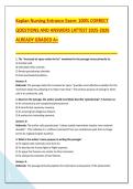 Kaplan Nursing Entrance Exam&colon; 100&percnt; CORRECT &NewLine;QOESTIONS AND ANSWERS LATTEST 2025-2026 &NewLine;ALREADY GRADED A&plus; 