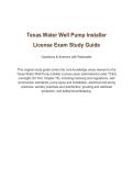 Texas Water Well Pump Installer License Exam Study Guide&NewLine;Questions & Answers with Rationales&vert; Latest Update