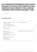 CDL PASSENGER ENDORSEMENT TEST SAMPLE EXAM&lpar;ACTUAL EXAM&rpar; WITH CORRECT ACTUAL QUESTIONS AND CORRECTLY WELL DEFINED ANSWERS LATEST ALREADY GRADED A&plus; 2026