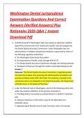 Washington Dental Jurisprudence &NewLine;Examination Questions And Correct &NewLine;Answers &lpar;Verified Answers&rpar; Plus &NewLine;Rationales 2026 Q&A &vert; Instant &NewLine;Download Pdf 