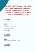 NSG 3130&sol; NSG3130 Exam 2 &lpar;New 2026&sol; 2027 Update&rpar; Fundamental Concepts & Skills for Nursing Practice II Review &vert; Questions & Answers &vert; Grade A&vert; 100&percnt; Correct &lpar;Verified Solutions&rpar;- Galen