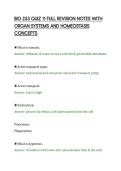 BIO 253 QUIZ 11 FULL REVISION NOTES WITH&NewLine;ORGAN SYSTEMS AND HOMEOSTASIS&NewLine;CONCEPTS