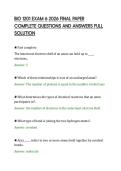 BIO 1201 EXAM 6 2026 FINAL PAPER&NewLine;COMPLETE QUESTIONS AND ANSWERS FULL&NewLine;SOLUTION&NewLine;