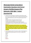 Mississippi Dental Jurisprudence &NewLine;Examination Questions And Correct &NewLine;Answers &lpar;Verified Answers&rpar; Plus &NewLine;Rationales 2026 Q&A &vert; Instant &NewLine;Download Pdf