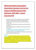 Minnesota Dental Jurisprudence &NewLine;Examination Questions And Correct &NewLine;Answers &lpar;Verified Answers&rpar; Plus &NewLine;Rationales 2026 Q&A &vert; Instant &NewLine;Download Pdf