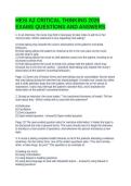 HESI A2 Critical Thinking Questions