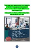 Human Resource Information Systems &lpar;HRIS&rpar;&comma; 5th Edition by Richard D&period; Johnson & Michael J&period; Kavanagh &colon; Complete Test Bank &vert; Comprehensive Multiple-Choice&comma; True&sol;False & Essay Questions &semi; Exam Prep with Verified Answers