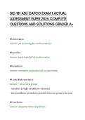 BIO 181 ASU CAPCO EXAM 1 ACTUAL&NewLine;ASSESSMENT PAPER 2026 COMPLETE&NewLine;QUESTIONS AND SOLUTIONS GRADED A&plus;