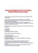 Nursing 301 MCQs 2018&comma; 2017 & 2016 Exam Questions With Correct Answers