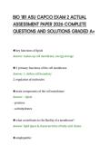 BIO 181 ASU CAPCO EXAM 2 ACTUAL&NewLine;ASSESSMENT PAPER 2026 COMPLETE&NewLine;QUESTIONS AND SOLUTIONS GRADED A&plus;