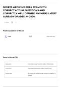 SPORTS MEDICINE EOPA EXAM WITH CORRECT ACTUAL QUESTIONS AND CORRECTLY WELL DEFINED ANSWERS LATEST ALREADY GRADED A&plus; 2026