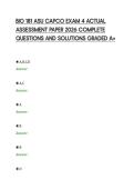 BIO 181 ASU CAPCO EXAM 4 ACTUAL&NewLine;ASSESSMENT PAPER 2026 COMPLETE&NewLine;QUESTIONS AND SOLUTIONS GRADED A&plus;