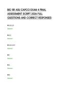 BIO 181 ASU CAPCO EXAM 4 FINAL&NewLine;ASSESSMENT SCRIPT 2026 FULL&NewLine;QUESTIONS AND CORRECT RESPONSES