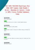NSG 3250&sol; NSG3250 Final Exam &lpar;New 2026&sol; 2027 Update&rpar; Adult Health I Review &vert; Questions & Answers &vert; Grade A&vert; 100&percnt; Correct &lpar;Verified Solutions&rpar;- Galen