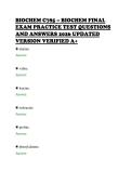 BIOCHEM C785 &ndash; BIOCHEM FINAL&NewLine;EXAM PRACTICE TEST QUESTIONS&NewLine;AND ANSWERS 2026 UPDATED&NewLine;VERSION VERIFIED A&plus;