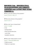 BIOCHEM C785 &ndash; BIOCHEM FINAL&NewLine;EXAM QUESTIONS AND CORRECT&NewLine;ANSWERS 2026 LATEST PREP GUIDE&NewLine;VERIFIED A&plus;