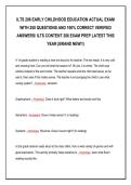 ILTS 206 EARLY CHILDHOOD EDUCATION ACTUAL EXAM&NewLine;WITH 250 QUESTIONS AND 100&percnt; CORRECT VERIFIED&NewLine;ANSWERS&sol; ILTS CONTENT 206 EXAM PREP LATEST THIS&NewLine;YEAR &lpar;BRAND NEW&excl;&excl;&rpar;