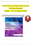TEST BANK - Lewis Medical Surgical Nursing&comma; 12th Edition &lpar;Harding&rpar;&comma; Chapters 1 - 69 &vert; All Chapters Verified&NewLine;