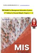 TEST BANK For Management Information Systems&comma; 11th Edition by Hossein Bidgoli&comma; Verified Chapters 1 - 14&comma; Complete Newest Version&NewLine;