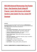 NSG 5240 Advanced Pharmacology Final Practice&NewLine;Exam &ndash; Real Questions South College NP&NewLine;Program &vert; Latest &vert; Bold Answers with Detailed&NewLine;Solutions Latest Update This Year &vert; Instant Pdf&NewLine;Download