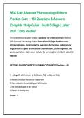 NSG 5240 Advanced Pharmacology Midterm&NewLine;Practice Exam &ndash; 159 Questions & Answers&NewLine;Complete Study Guide &vert; South College &vert; Latest&NewLine;2027 &vert; 100&percnt; Verified&NewLine;This comprehensive document contains questions and verified answers for the NSG&NewLine;5240 Advanced Pharmacolo