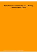 Army Personnel Recovery 101 Military Training Study Guide Questions and Answers Latest Version 2026&sol;2027 Comprehensive Review