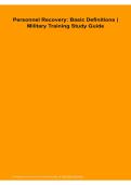 Personnel Recovery Basic Definitions Military Training Study Guide Questions and Answers Latest Version 2026&sol;2027 Comprehensive Review