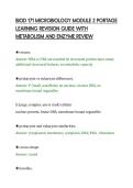BIOD 171 MICROBIOLOGY MODULE 2 PORTAGE&NewLine;LEARNING REVISION GUIDE WITH&NewLine;METABOLISM AND ENZYME REVIEW