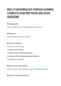 BIOD 171 MICROBIOLOGY PORTAGE LEARNING&NewLine;COMPLETE EXAM PREP NOTES AND MOCK&NewLine;QUESTIONS