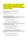 Exam 1&colon; NSG3130 &sol; NSG 3130 &lpar;Latest 2026 &sol; 2027&rpar; Fundamental Concepts & Skills for Nursing Practice II &vert; 100&percnt; Correct Questions & Answers - Galen&NewLine;