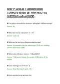 BIOD 171 MODULE 3 MICROBIOLOGY&NewLine;COMPLETE REVIEW SET WITH PRACTICE&NewLine;QUESTIONS AND ANSWERS&NewLine;