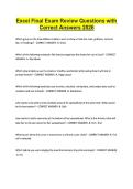 Excel Final Exam Review Questions with Correct Answers 2026
