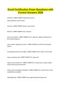 Excel Certification Exam Questions with Correct Answers 2026