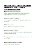 BIOLOGY 100 EXAM 1 EKDALE SDSU&NewLine;FINAL PREP 2026 VERIFIED&NewLine;ANSWERS INCLUDED