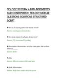 BIOLOGY 101 EXAM 4 2026 BIODIVERSITY&NewLine;AND CONSERVATION BIOLOGY MODULE&NewLine;QUESTIONS SOLUTIONS STRUCTURED&NewLine;SCRIPT&NewLine;