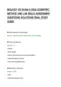 BIOLOGY 101 EXAM 5 2026 SCIENTIFIC&NewLine;METHOD AND LAB SKILLS ASSESSMENT&NewLine;QUESTIONS SOLUTIONS FINAL STUDY&NewLine;GUIDE&NewLine;