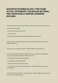 Advanced Pharmacology VTNE Exam &vert; Veterinary Technician National Exam Practice Questions & Verified Answers &vert; Updated 2027&sol;2028 Study Guide