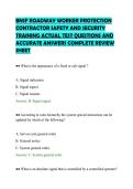 BNSF ROADWAY WORKER PROTECTION&NewLine;CONTRACTOR SAFETY AND SECURITY&NewLine;TRAINING ACTUAL TEST QUESTIONS AND&NewLine;ACCURATE ANSWERS COMPLETE REVIEW&NewLine;SHEET&NewLine;
