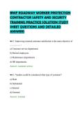 BNSF ROADWAY WORKER PROTECTION&NewLine;CONTRACTOR SAFETY AND SECURITY&NewLine;TRAINING PRACTICE SOLUTION STUDY&NewLine;SHEET QUESTIONS AND DETAILED&NewLine;ANSWERS&NewLine;