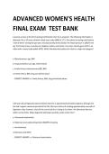 Advanced Women's Health Final Exam Test Bank &vert; Practice Questions & Verified Answers &vert; Updated 2027&sol;2028 Study Guide
